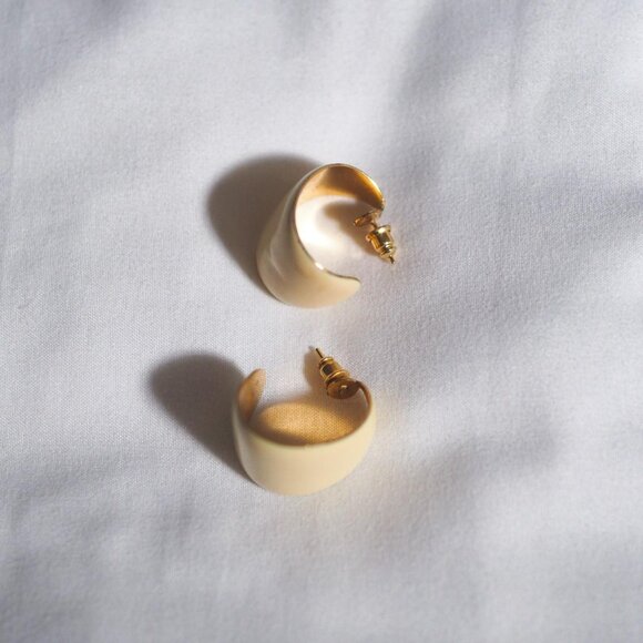 Ivory Hoop Earrings - Picture 2 of 3